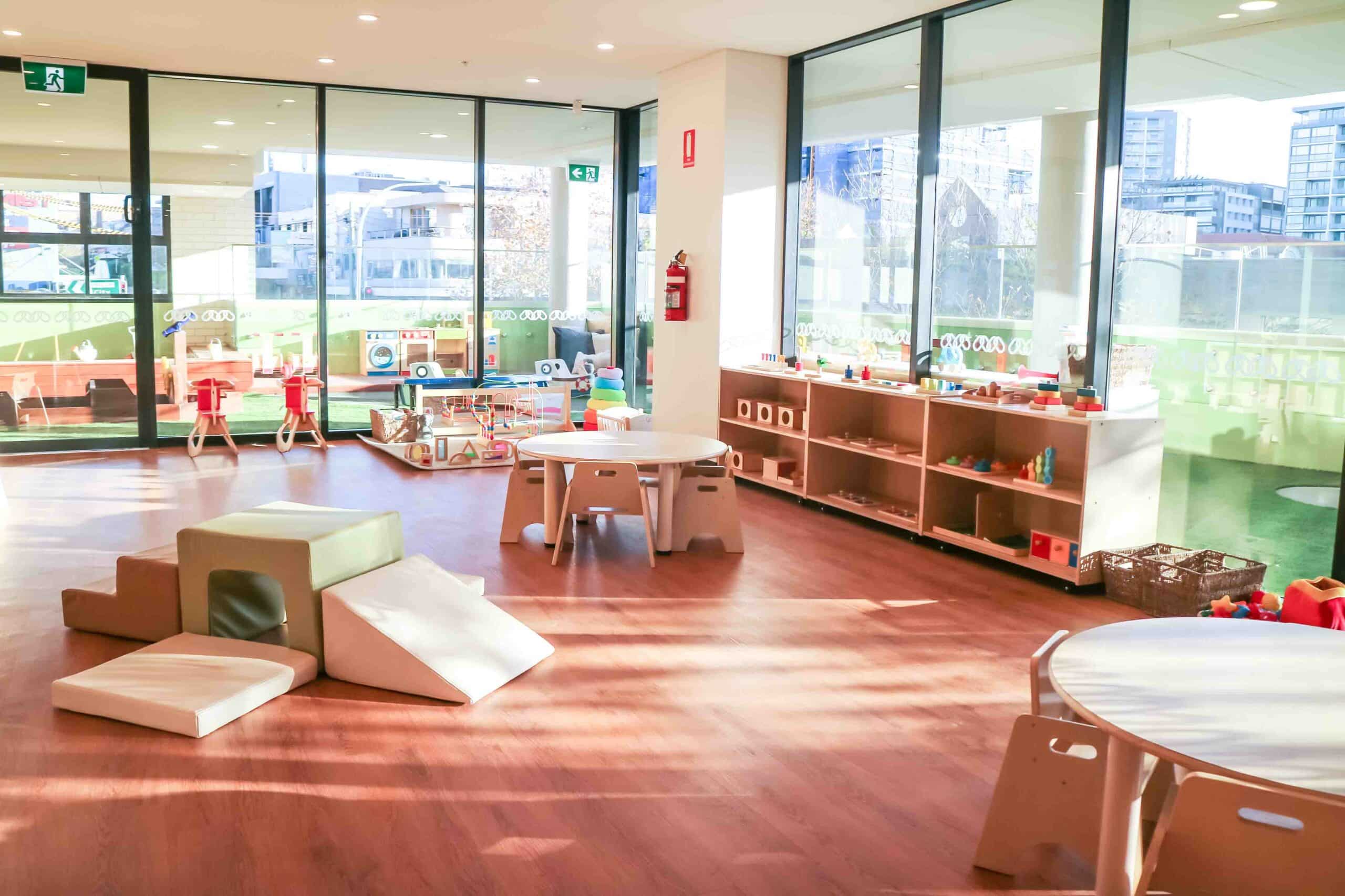 Infant Babies Classroom with Sensorial Activities and Soft Play Climber