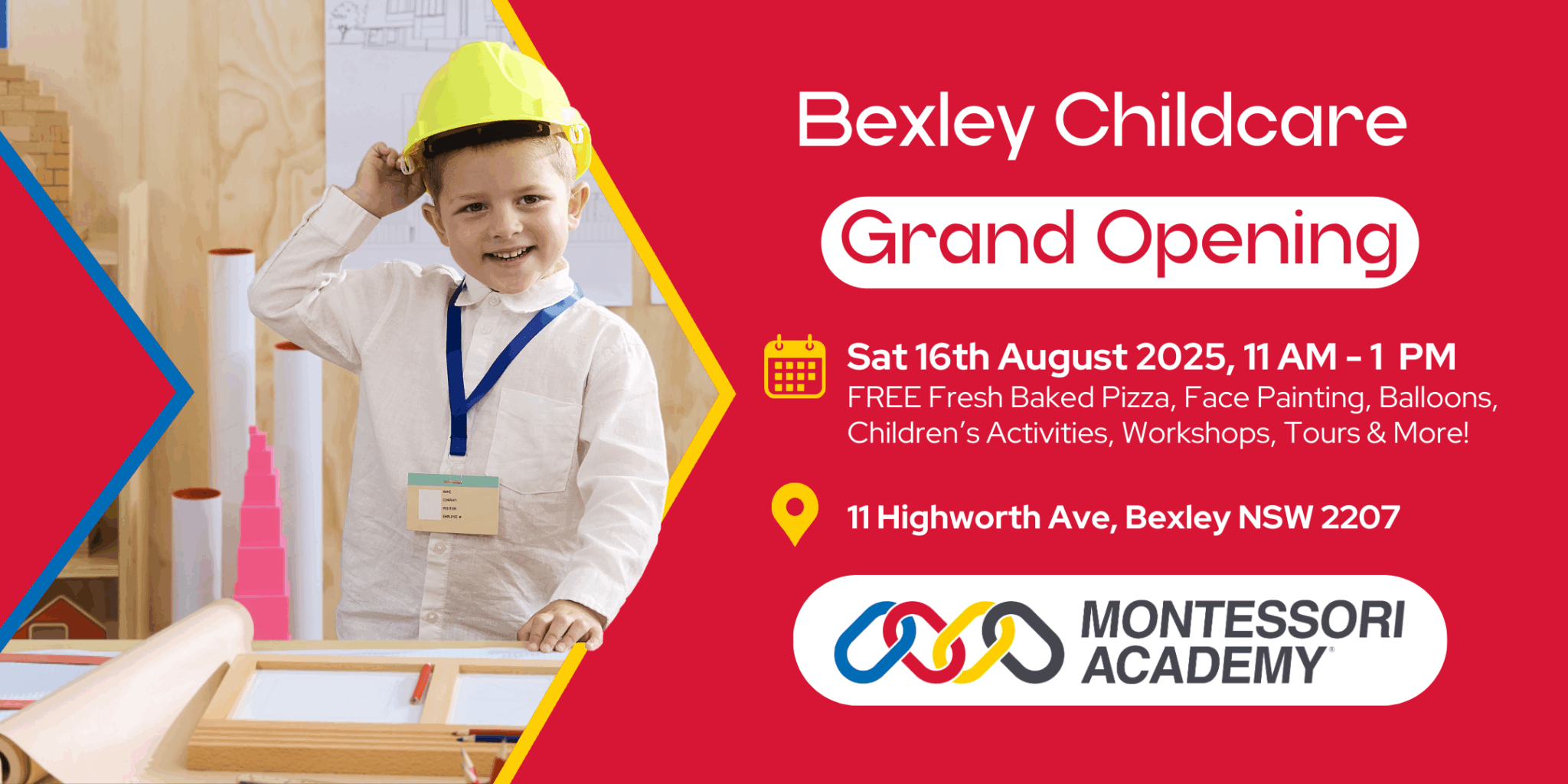 Child dressed up as architect on a red background